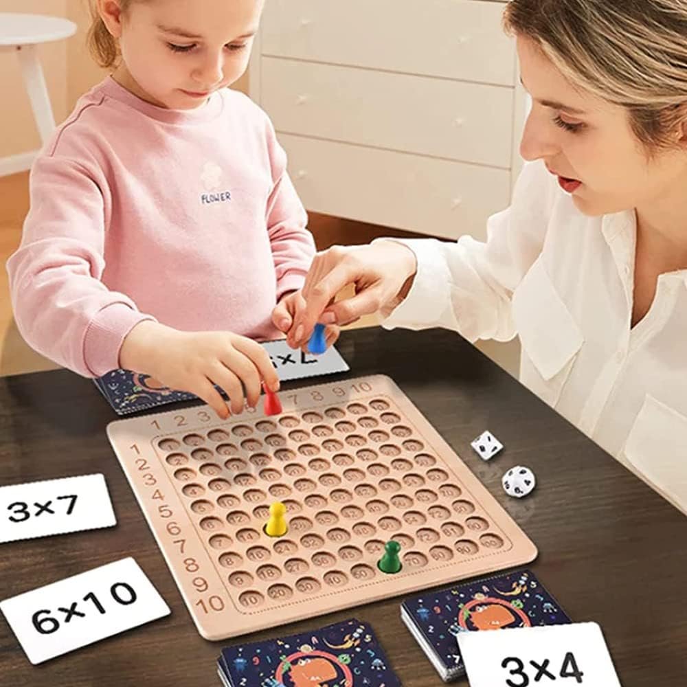Parent and child playing the board game